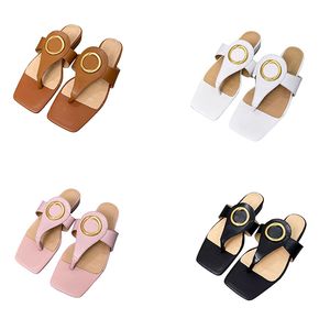 2023 Vrouwen Pinch Toe Blondie Sandalen Circulaire Grijpende Platte Sandaal Type Gold Tone Accessoires Slippers Schoenmaat 35-43