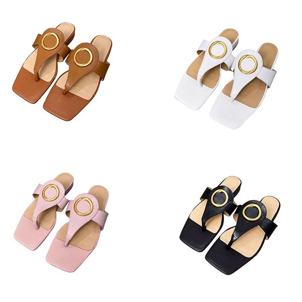 2023, sandalias Blondie con punta de pinza para mujer, sandalias planas entrelazadas circulares, accesorios en tono dorado, chanclas, talla de zapato 35-43