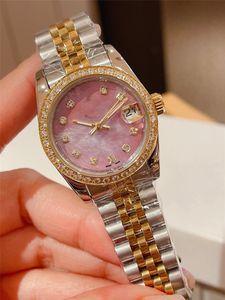 Reloj automático para mujer 2023, correa de acero 316L, hebilla de presión original, material de concha de perla Clase A, esfera, anillo de diamante, reloj para mujer de 36mm