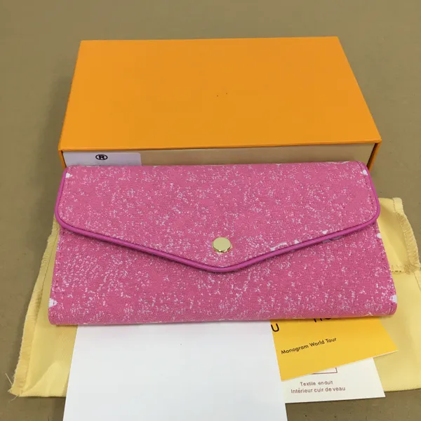 2023 Cartera rosa Titular de la tarjeta de crédito de las mujeres Cuero genuino con carteras de flores Monedero lindo Monedero Mujeres Cartera Luxurys Diseñadores Moda