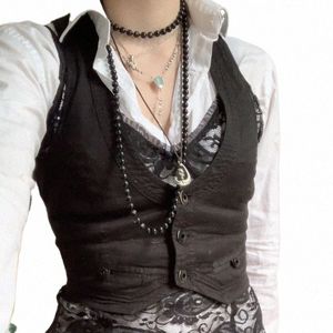 2023 Chaleco seco para mujer Racerback Chaleco Otoño Traje de esmoquin Chaleco Vintage Steampunk Chaqueta Jacquard Estilo Punk Corsetier I0XG #