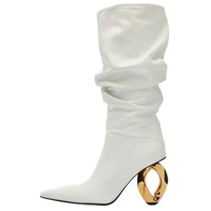 2023 bottes de mode pour femmes mode européenne et américaine pour femmes bottes de mollet à manches plissées à talons hauts irrégulières polyvalentes