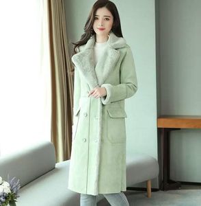 2023 vestes pour femmes manteau d'agneau fourrure coréenne intégré peau de cerf velours coton rembourré veste Jean vert Denim pour les femmes