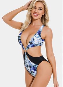 2023 Femme Sexy Hollow Hollow Out One Piece Mains de maillot de bain féminin Backless Backs Bathing Imprimé Costumes Summer Beach Bikinis SETS