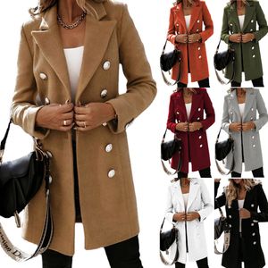 2023 femmes laine nouveau automne/hiver à manches longues costume col Double boutonnage manteau femme vêtements d'extérieur