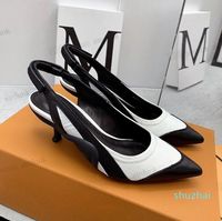 2023 femmes chaussures en cuir de veau femmes chaton talons pompes Slingbacks sandales Mules appartements Beige gris robe mariage unique chaussure