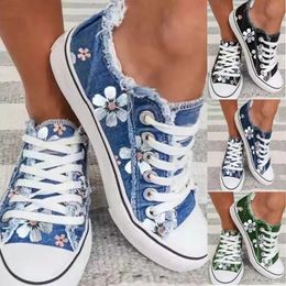 2023 Vrouwen Schoenen Voor Plus Retro Bloemenprint Canva Vrouwelijke Mode Platte Laceup Sneakers Casual Vrouw Loafers 240202