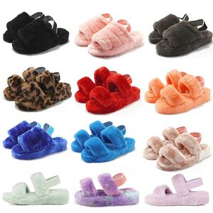 2023 dames slippers pluisglaasjes sandaal dames schoenen schoenen sandalen winter slipper harige slippers Australi￫ fuzzy soft house geel blauw rood bont pluizig 35-41