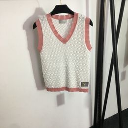 2023 femmes été tricot tee designer tops avec lettre brodée jacquard piste designer crop tops viscose t shirts vêtements haut de gamme élasticité pull camisole