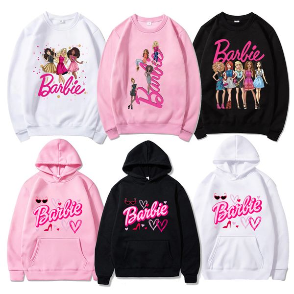 Anime Mode Casual Hommes Femmes Hip-Hop Sweat Designer Pull Kawaii Barbie Classique Dessin Animé Ras Du Cou Manches Longues À Capuche Couples Cadeaux Plus La Taille S-3XL