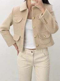 2023 Femmes Vintage Tweed Blazer Veste Manteau Femme Runway Designer Robe Causal Manches Longues Tops Vêtements Costume Alpaca Laine Veste courte