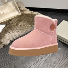 2023 Dames Winter Ultra Mini Boot Designer Australische Platform Laarzen voor Mannen Echt Leer Warme Enkelbont Booties Luxe Schoen EU44 Dames Snowboots AAA6666