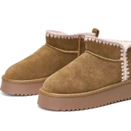 2023 Dames Winter Ultra Mini Boot Designer Australische Platform Laarzen voor Mannen Echt Leer Warme Enkelbont Booties Luxe Schoen EU44sneakers maat 35-40