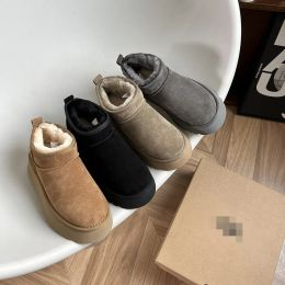 2023 mujeres invierno Ultra Mini bota diseñador botas de plataforma australiana para hombres cuero Real cálido tobillo piel botines zapato lujoso Eu44