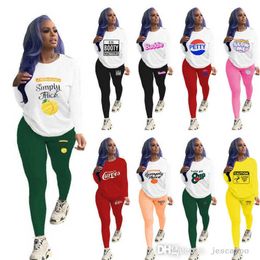 2024 Dameskleding Tracksuits Sexy tweedelig set Outfits Mode Casual Letter Gedrukte lange mouwen Sweatshirt Leggings Jogger Suit kleding