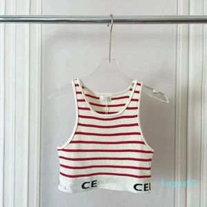 2023-Womens Crop Top Knits T-shirt designer tanktops Designer Striped S Women Clothing Fashion Letter Mouwloze tops Knits modestijl dames pullover