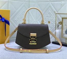 2023 Dames designer draagtas luxe waaiervorm crossbody handtassen topkwaliteit leer bruine bloemen letters vrouw kleine schoudertassen damesmode