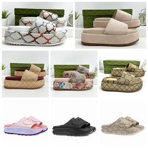 2023 Herenslippers voor dames Designer Slide Fashion 60 mm met canvas bedekte platformsandalen