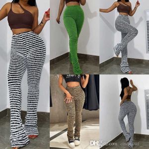 2023 femmes pantalons printemps été rayé pantalons décontractés tricoté couture Sexy mince taille haute pantalon 5 couleurs