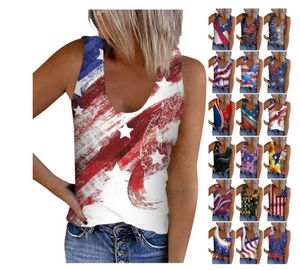 2023 Womens Sexy V-hals Tank-Tops Zomer Tie-Dye Tops Casual Cami Shirts Blouses Tuniek Top Losse Comfy-Blouse T-shirts