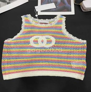 2023 femmes été tricot tee designer top avec lettre motif femme milan piste tops écrémé coton t-shirt vêtements haut de gamme multicolore pulls pull