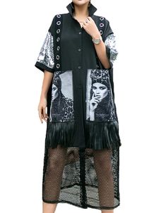 2023 dames zomerpeinzen ontwerp mode mesh jurken dames klassieke casual vintage punk vestidos Europese luxe lange kleding 240518