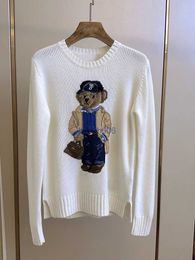 2023 Suéter para mujer Diseñador Original Marca de moda Laurens Otoño e invierno Nuevo Unisex Especializado Lana Cashmere Industria pesada Little Bear Bordado A
