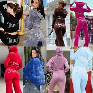 2023 Dames Tweede stuk set broek Velvet Juicys Tracksuit Women Juicys Coutoure Sets Juciy Coutoure Tracksuit Sweatsuits Sports Pak Huiskleding Yoga kleding Hoodie