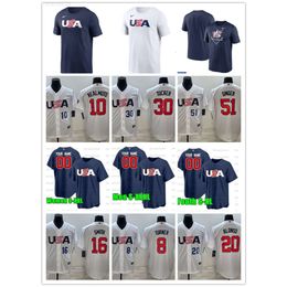 Maillots de baseball du monde 2023 USA 22 Clayton Kershaw 7 Tim Anderson 20 Pete Alonso 3 Mookie Betts 8 Trea Turner 27 Mike Trout 10 J. T. Realmuto 15 Bobby Witt Jr. National