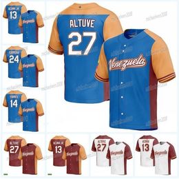 2023 World Baseball Venezuela Jersey 55 Ranger 46 Jose Aarado 49 Pablo Lopez 13 Saador Perez 7 Eugenio Suarez Nationaal team