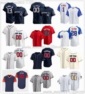 Maillots de baseball All-Star 2023 13 Ronald Acuna Jr. 12 Sean Murphy 99 Spencer Strider 55 Bryce Elder 28 Matt Olson 27 Austin Riley 1 Ozzie Albies 11 Orlando Arcia Max Fried