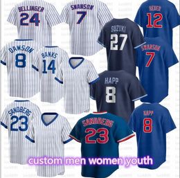 2023 Wrigleyville Dansby Swanson Honkbalshirt Marcus Stroman Ernie Banks Seiya Suzuki Brad Boxberger Ian Happ Nico Hoerner Ryne Sandberg heren dames jeugd