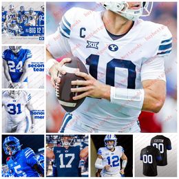 2023 XII BYU Cougars voetbalshirt Dayan Ghanwoloku Zach Wilson 24 Austin Kafentzis 5 Ty'son Williams 7 Taysom Hill Custom 4 Fred Warner BYU Jerseys