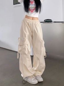 Pantalon Cargo Baggy Y2k, style rétro Harajuku, couleur unie, surdimensionné, jambes larges, poches décontractées, droit, Streetwear, 2023, 240301