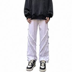 2023 Y2K Fi Baggy blanc évasé nouveau jean Kpop pantalon pour hommes vêtements femmes droites jambe large Lg pantalon Pantali Uomo H6R2 #