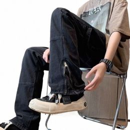 2023 Y2K Streetwear Cheville Zipper Noir Slim Jeans Pantalon Cargo Pour Hommes Vêtements Coréen Casual Luxe Denim Pantalon Ropa Hombre E0kA #