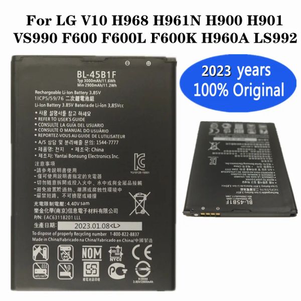 2023 Année pour LG V10 H968 H961N H900 H901 VS990 F600 F600L F600K H960A LS992 Batterie de haute qualité BL-45B1F BL45B1F Batterie téléphonique