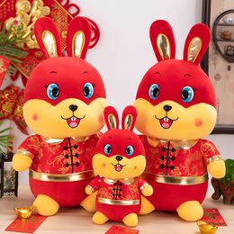 2023 Jaar van konijnen Zodiac Bunny pluche speelgoed gevulde dierenmascotte pop gelukkig voor Chinees ornament