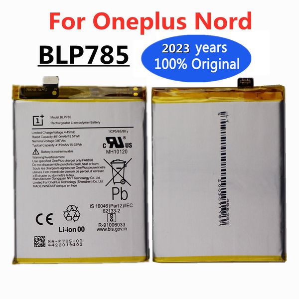2023 ans 100% batterie de remplacement BLP785 d'origine pour une batterie de piles plus oneplus nord 4115mAh