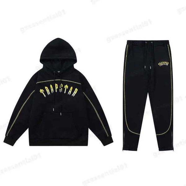 2023 Jaune Trapstar Survêtement Dégradé Brodé Sweat À Capuche Sweat-shirt Mode Street Sportwear Pantalons De Survêtement Survêtements Femmes Pull Piste 688ss