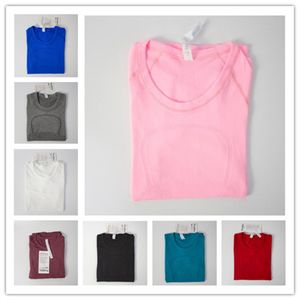 2023 Vêtements de yoga Lu-088 T-shirts de yoga pour femmes T-shirt pour femmes Haut de course respirant à haute élasticité Séchage rapide Sans couture à manches courtes Sport-Cyclisme Gym Wear lu bon