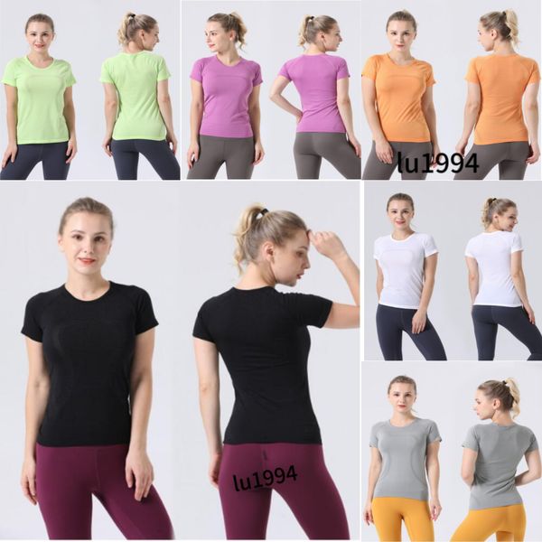 2023 Vêtements de yoga lu 2.0 Swiftly Tech T-shirt de yoga à manches courtes sans couture pour femmes Coupe ajustée Chemise de sport légère à séchage rapide Mèche en tricot Fitness Respirant LL