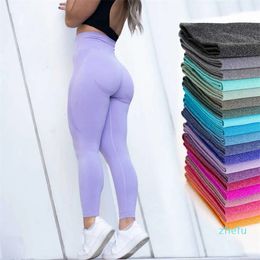 2023-Yoga Contour Leggings sans couture Pantalons Tenues de gymnastique Vêtements d'entraînement Fitness Sport Femmes Vêtements de mode Solide Rose Lilas Stretch Citron