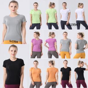 2023 Yoga LU-2.0 Swiftly Tech Naadloze yogatop met korte mouwen, dames T-shirt Slim Fit Licht Sneldrogend Sportshirt Wicking Gebreid Fitness Ademend LL