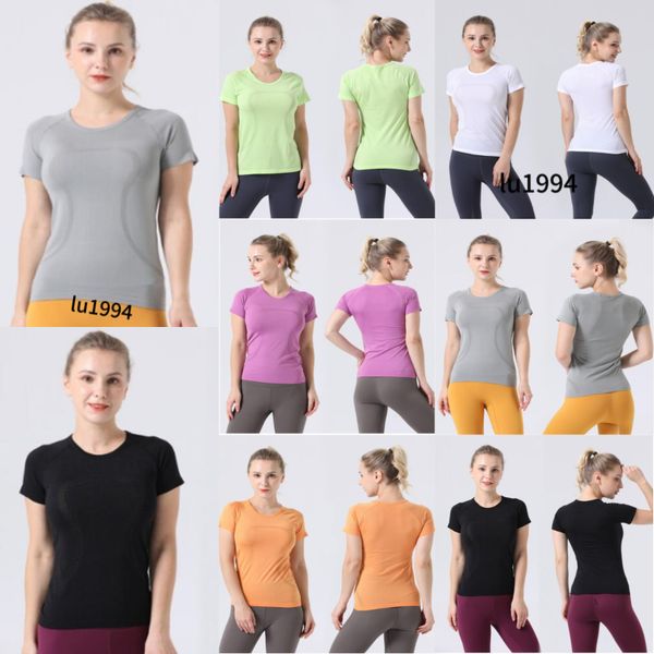 2023 Yoga LU-2.0 Swiftly Tech Camiseta deportiva de manga corta sin costuras para mujer, ajustada, ligera, de secado rápido, tejido absorbente, Fitness, transpirable LL