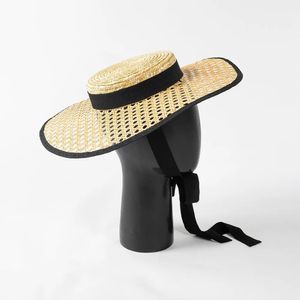 202301hh6072 elegante gota moda verano paja natural tejido de bambú corona baja ocio señora gorra de fieltro sombrero de mujer 240320