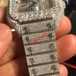 20232023 New Skeleton Sier Moiss anite Diamonds Watch PASS TT Mouvement à quartz Top qualité Hommes Luxury Iced Out Sapphire Watch avec boxCL3W