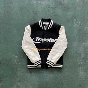 202322032023 Trapstar Varsity Jacket Designer Hommes Baseball Uniforme Faux Cuir 1to1 Femmes Manteau Brodé Londres High Street Taille Xs-xl