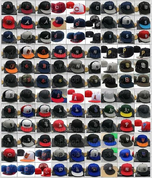 20234 Myvipshop All Team Baseball Fitted Baseball Caps de base Sports Sports Plats Full Fermé Chapeaux de foot