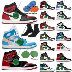 2023Basketball Chaussures off Jumpman 1 Hommes Femmes Hommes jordens 1s blanc x University Blue Sneakers air Trophy Room Chicago Red High OG Hyper Royal jordas